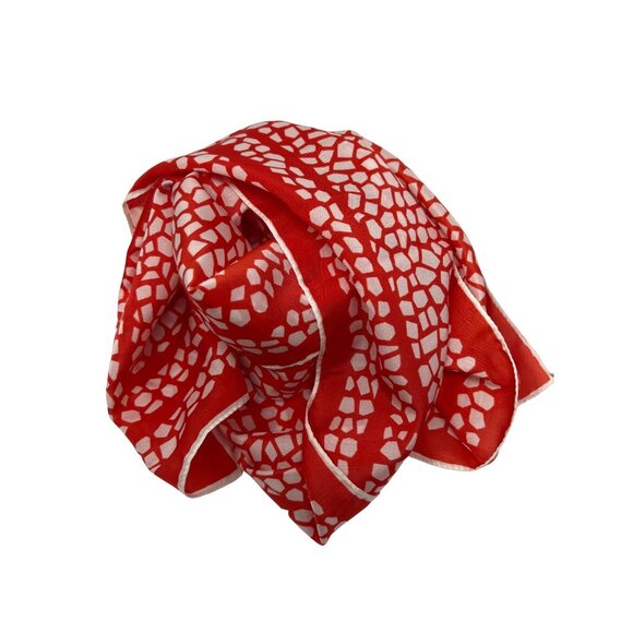 Vester Trevira Red & White Scarf 100% Polyamide Abstract Geometric 9x36 Made In - Picture 1 of 7
